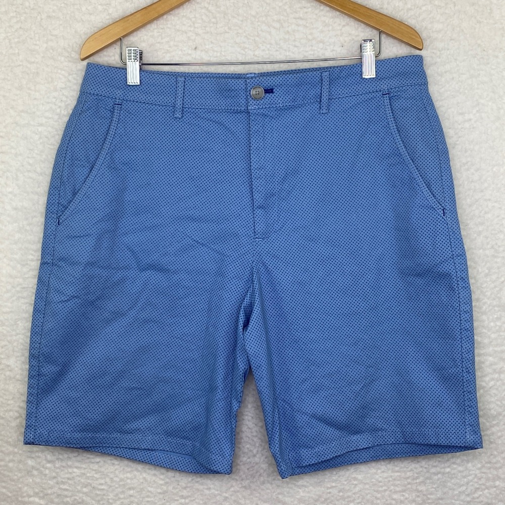 Calvin‎ Klein Mens Blue Geometric Micro Print Flat Front Casual Shorts Size 36